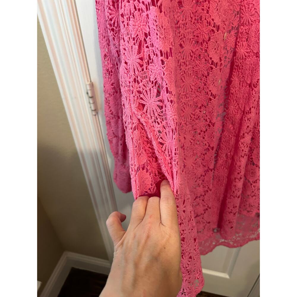 Mille XL High Low Cover Up Hot Pink Lacy Cotton - Picture 5 of 7